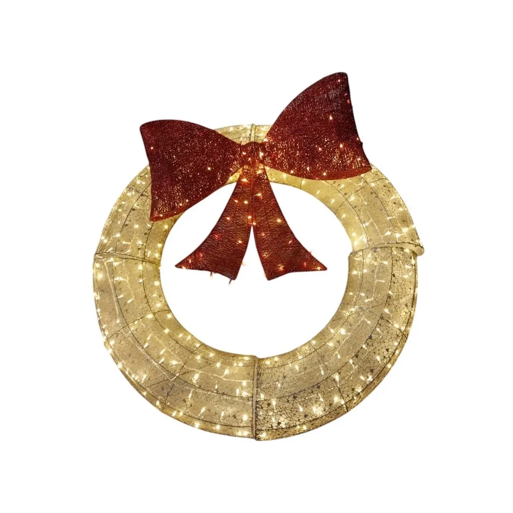 Weihnachtskranz mit Schleife – beleuchtet