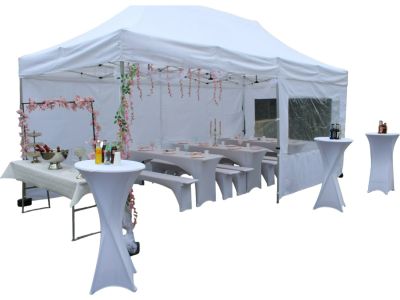Faltpavillon 3 x 6 Meter – inkl. Seitenwänden & Gewichten