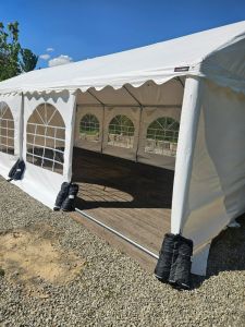 Festzelt 4x8m – inkl. Seitenplanen, weiß, mit Bodenrahmen