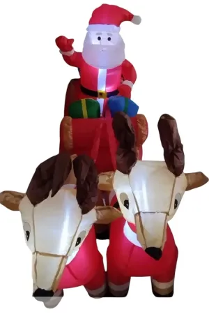 Aufblasbarer Weihnachtsmann auf Schlitten mieten im Saarland