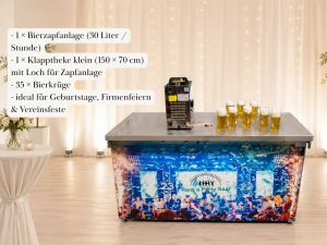 Bier-Komplettpaket – Zapfanlage, Theke & 35 Bierkrüge