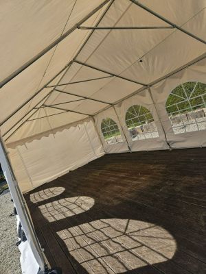Festzelt 4x8m – inkl. Seitenplanen, weiß, mit Bodenrahmen