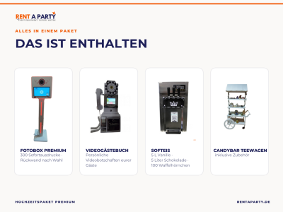 Hochzeitspaket Premium mit Fotobox, Videogästebuch & Softeis