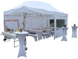 Faltpavillon 3 x 6 Meter – inkl. Seitenwänden & Gewichten