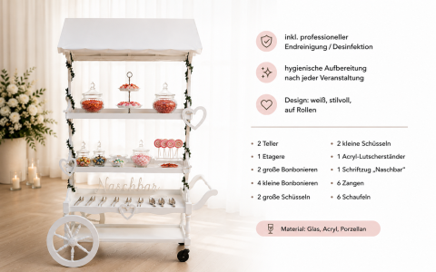 Candybar Teewagen für Hochzeiten, Geburtstage, Firmenfeiern mieten mieten